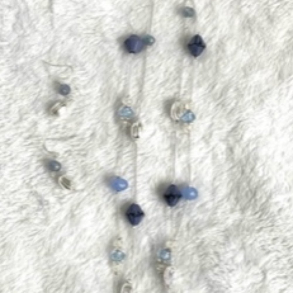 Silver and  Blue necklace and earrings